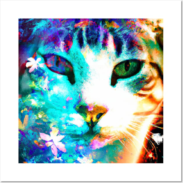 Kitty Cat with a Flower Pattern Wall Art by Star Scrunch